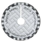 Minimal Schwarz-weiße Karierte Quilt Muster Weihna Polyester Weihnachtsbaumdecke (Vorderseite)