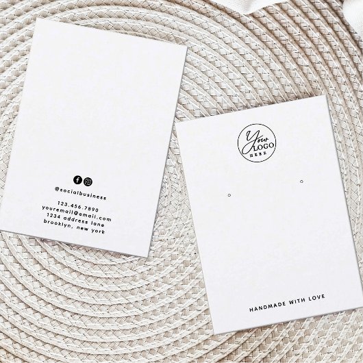 Minimal Schwarz-weiße Logo-Schmuck-Ohrringe-Anzeig Visitenkarte