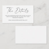 Minimal Schwarz-weiße, moderne Script-Wedding-Webs Begleitkarte (Vorne/Hinten)