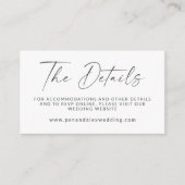 Minimal Schwarz-weiße, moderne Script-Wedding-Webs Begleitkarte (Vorderseite)