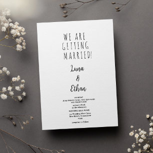 Minimal Schwarz-weiße Typografie Hochzeit Einladung
