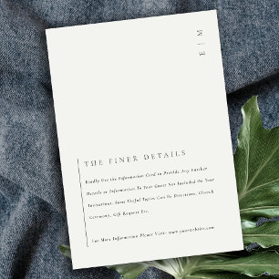 Minimal Schwarz-weiße Typografie Wedding Details E Begleitkarte