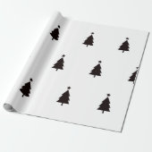 Minimal Schwarz-weiße Weihnachtsbaumen Sternenmust Geschenkpapier (Ungerollt)