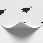 Minimal Schwarz-weiße Weihnachtsbaumen Sternenmust Geschenkpapier (Ecke)