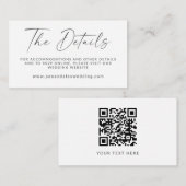 Minimal Schwarz-weißer, moderner Script-Hochzeitss Begleitkarte (Vorne/Hinten)