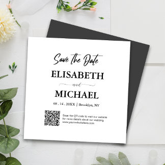 Minimal Schwarz-weißer QR-Code-Hochzeiten Magneteinladung