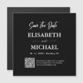Minimal Schwarz-weißer QR-Code-Hochzeiten Magneteinladung (Vorne/Hinten)