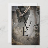 Minimal Schwarz-weißes einfaches Foto Hochzeit Save The Date (Rückseite)