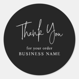 Minimal Schwarz-weißes Geschäft dank Verpackung Runder Aufkleber