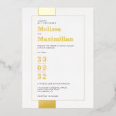 Minimal Schwarz-weißes Gold Folieneinladung (Vorderseite)