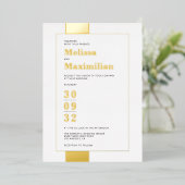 Minimal Schwarz-weißes Gold Folieneinladung (Stehend vorne)