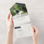 MINIMAL SCHWARZ-WEISSES MONOGRAMM-WEDD-FOTO ALL IN ONE EINLADUNG (Abreißen)