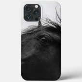 Minimal Schwarz-weißes Pferdportrait Reittiere Case-Mate iPhone Hülle (Rückseite)