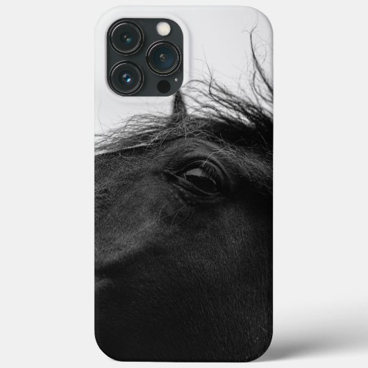 Minimal Schwarz-weißes Pferdportrait Reittiere Case-Mate iPhone Hülle (Rückseite)