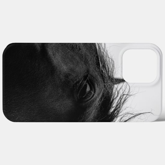 Minimal Schwarz-weißes Pferdportrait Reittiere Case-Mate iPhone Hülle (Rückseite (Horizontal))