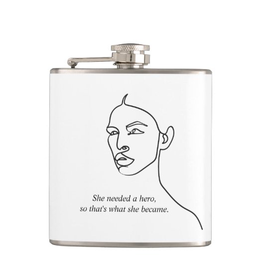 Minimal Schwarz wurde sie zu einem Helden-Inspirat Flachmann (Vorderseite)