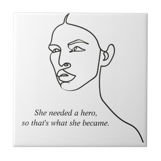 Minimal Schwarz wurde sie zu einem Helden-Inspirat Fliese (Vorderseite)