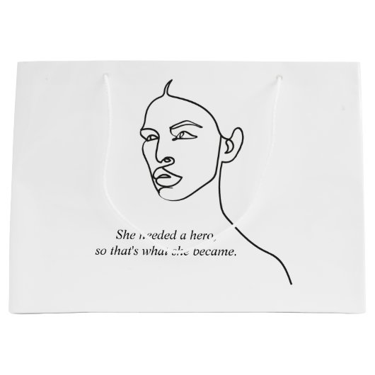 Minimal Schwarz wurde sie zu einem Helden-Inspirat Große Geschenktüte (Vorderseite)