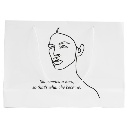 Minimal Schwarz wurde sie zu einem Helden-Inspirat Große Geschenktüte (Rückseite)