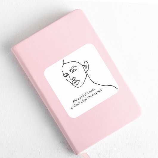 Minimal Schwarz wurde sie zu einem Helden-Inspirat Quadratischer Aufkleber