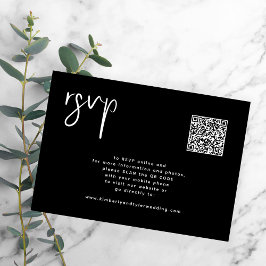 Minimal schwarze Hochzeit QR Code einfach RSVP Karte