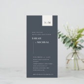 MINIMAL SCHWARZE UND WEISSE MONOGRAMM VERLOBUNG EI DANKESKARTE (Stehend Vorderseite)