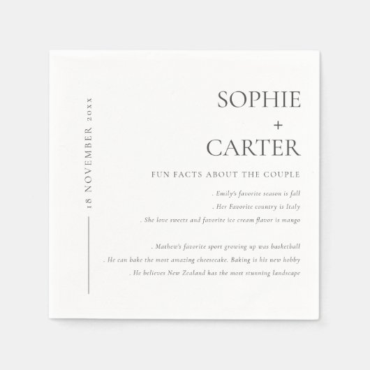 MINIMAL SCHWARZE UND WEISSE TYPOGRAFISCHE FAKTEN SERVIETTE (Vorderseite)