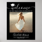 Minimal schwarzer Boho Abschluss Begrüßungszeichen Poster (Vorne)