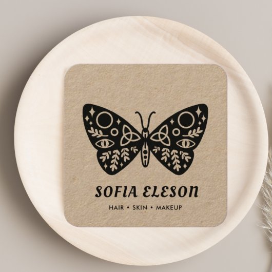 Minimal Schwarzer Schmetterling Fair & Makeup Rust Quadratische Visitenkarte