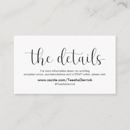 Minimal, schwarzer Schriftart, Angaben zur Hochzei Begleitkarte