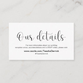 Minimal, schwarzer Schriftart, Angaben zur Hochzei Begleitkarte