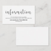 Minimal, Schwarzer Schriftart, Hochzeitsinformatio Begleitkarte (Vorne/Hinten)