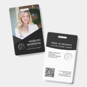 Minimal Schwarzes Foto Notar Signierung Agent Abze Ausweis (Vorder- & Rückseite)