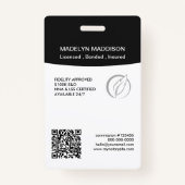 Minimal Schwarzes Foto Notar Signierung Agent Abze Ausweis (Rückseite)