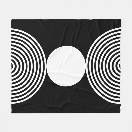Minimal Schwarzweißkreismuster Fleece Blanket (Vorderseite (Horizontal))