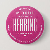 Minimal Schwerhörig Rosa Spezial Button (Vorderseite)