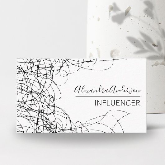 Minimal Scribble Schwarz-Weiß Beruflich Visitenkarte