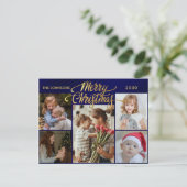 Minimal Script 6 Foto golden Frohe Weihnachten (Stehend Vorderseite)