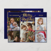 Minimal Script 6 Foto golden Frohe Weihnachten (Vorne/Hinten)