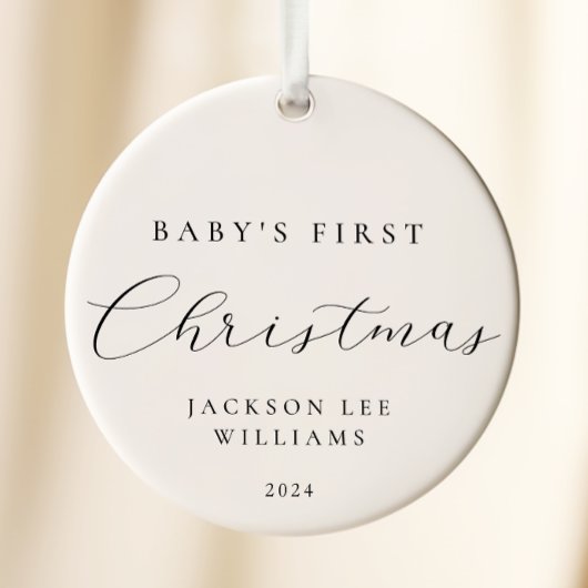 Minimal Script Baby First Christmas Ornament