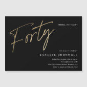 Minimal Script Black 0. Geburtstag Magneteinladung (Vorderseite)