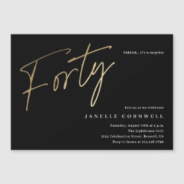 Minimal Script Black 0. Geburtstag Magneteinladung