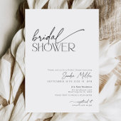 Minimal Script Black and White Bridal Shower Einladung