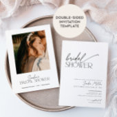 Minimal Script Black and White Bridal Shower Einladung