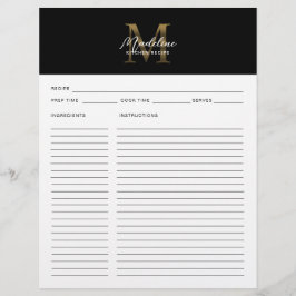 Minimal Script Black Metallic Gold Monogram Rezept