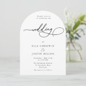 Minimal Script Black & White Wedding Einladung (Stehend Vorderseite)