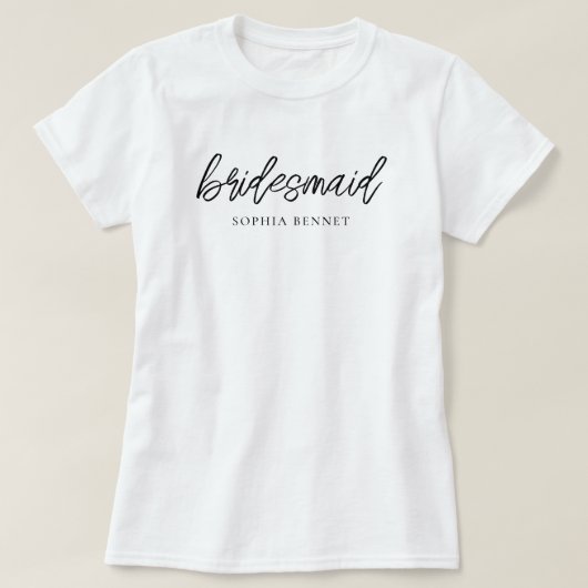 Minimal Script Bridesmaid Personalisiert T-Shirt (Design vorne)
