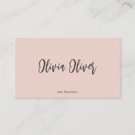 Minimal Script Calligraphy Blush Pink Chic Modern Visitenkarte (Vorderseite)