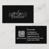 Minimal Script Calligraphy White Gray Black Custom Visitenkarte (Vorne/Hinten)