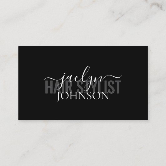 Minimal Script Calligraphy White Gray Black Custom Visitenkarte (Vorderseite)